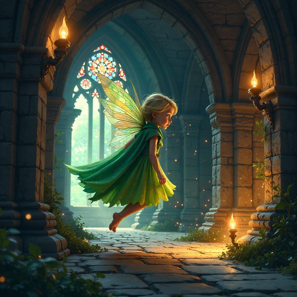 Pixie in the Castle - Digital Fantasy Art