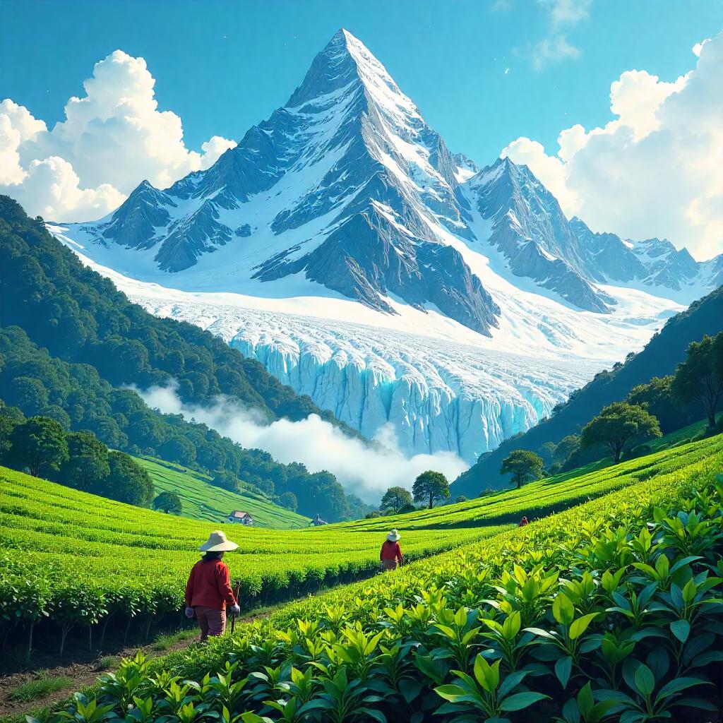 Glacier Meets Tea Plantation: A Comic Scene