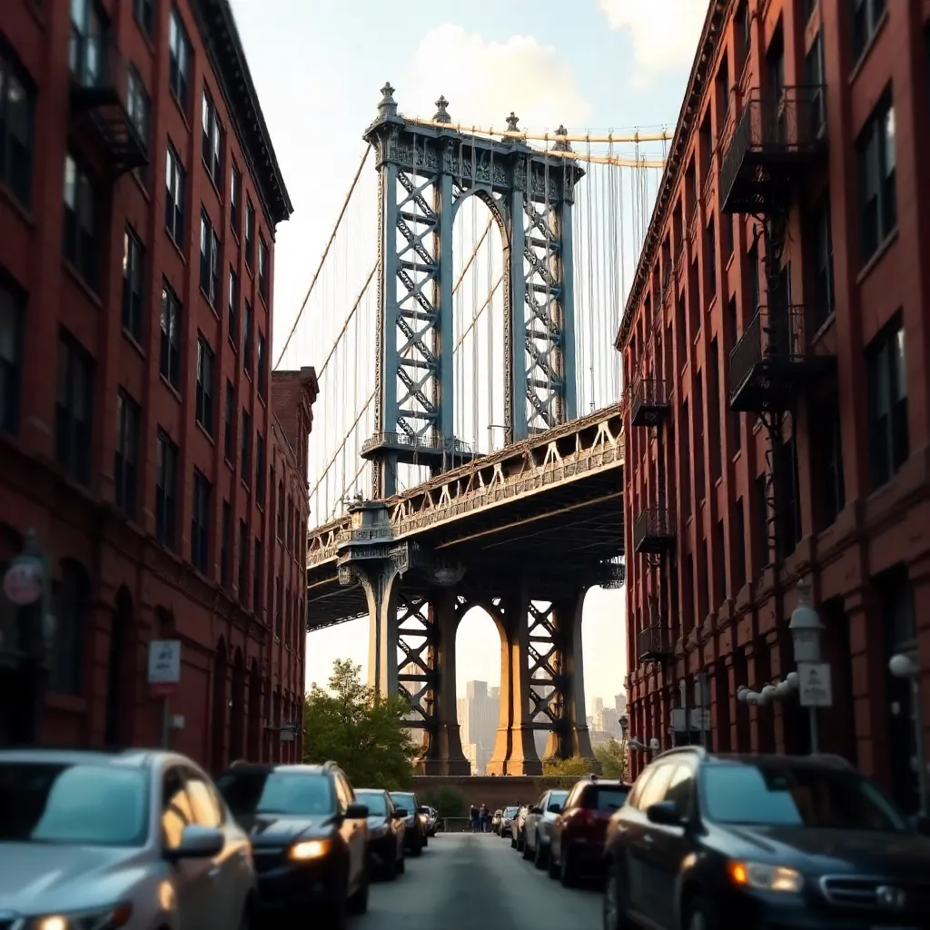 Manhattan Bridge Framed by Dumbo Red Brick - Smartphone Focus