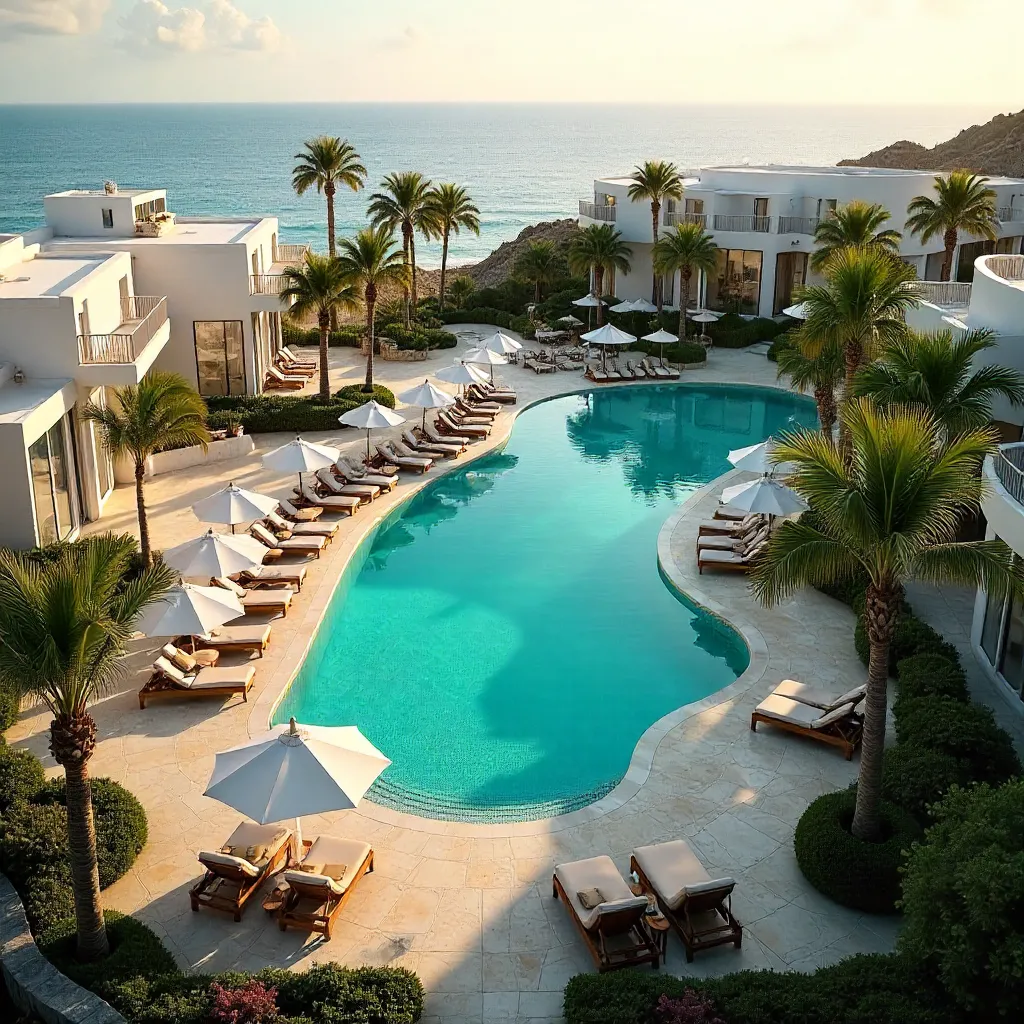 Drone View: Luxury Resort Pool and Villas