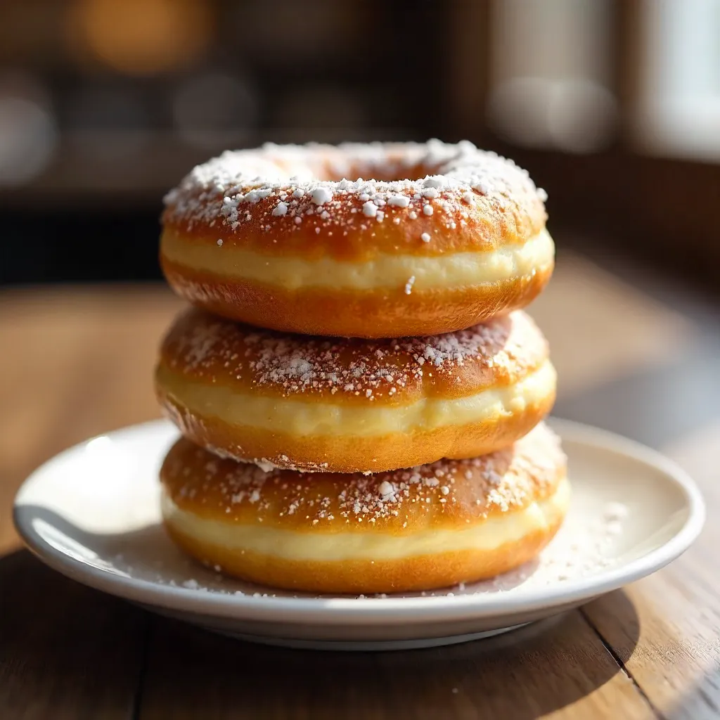 Fluffy Donut Stack with Powdered Sugar