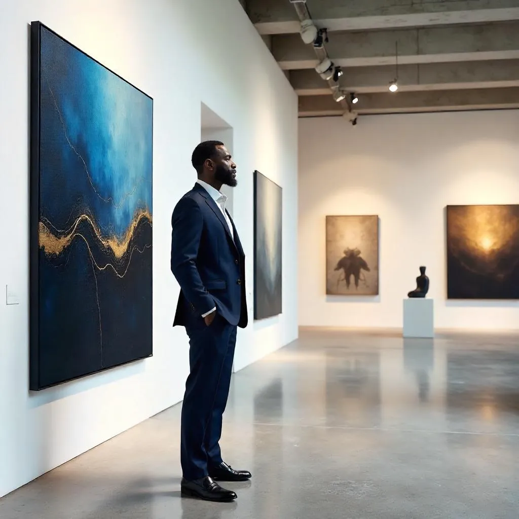 Professional Black Man in a Concept Art Gallery