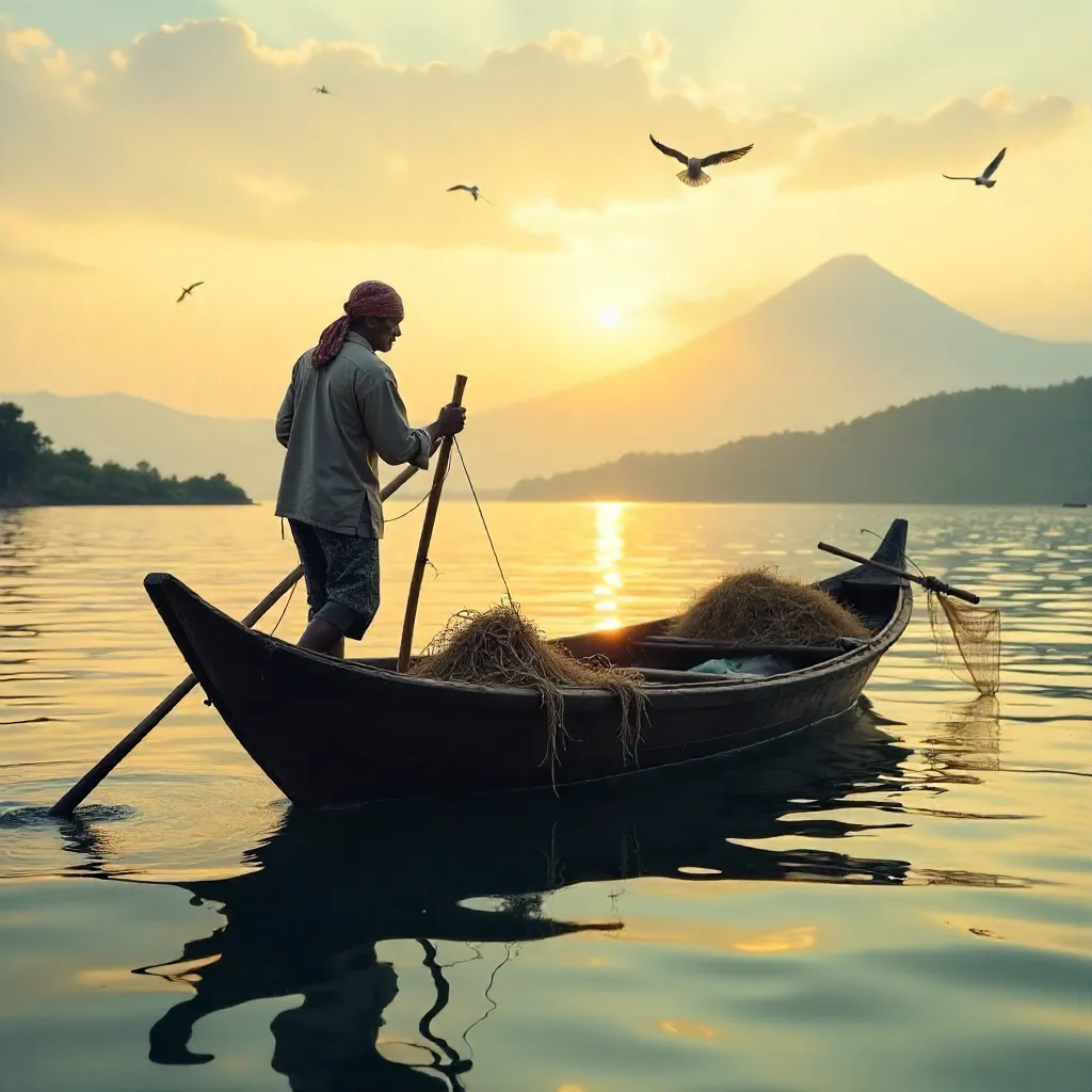 Dawn on Central Java: Traditional Fishing