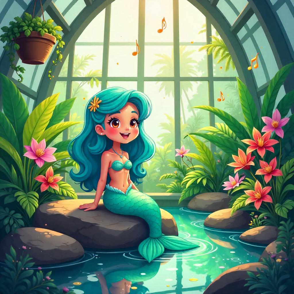 Siren in a Sunny Glasshouse (Cartoon Fantasy)