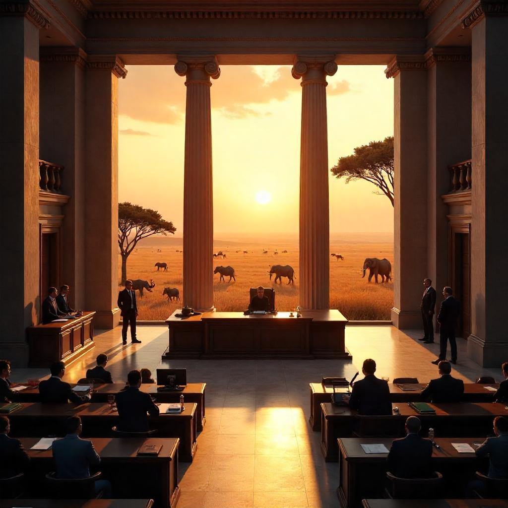 Savanna Courthouse: A Surreal Photorealistic Interior
