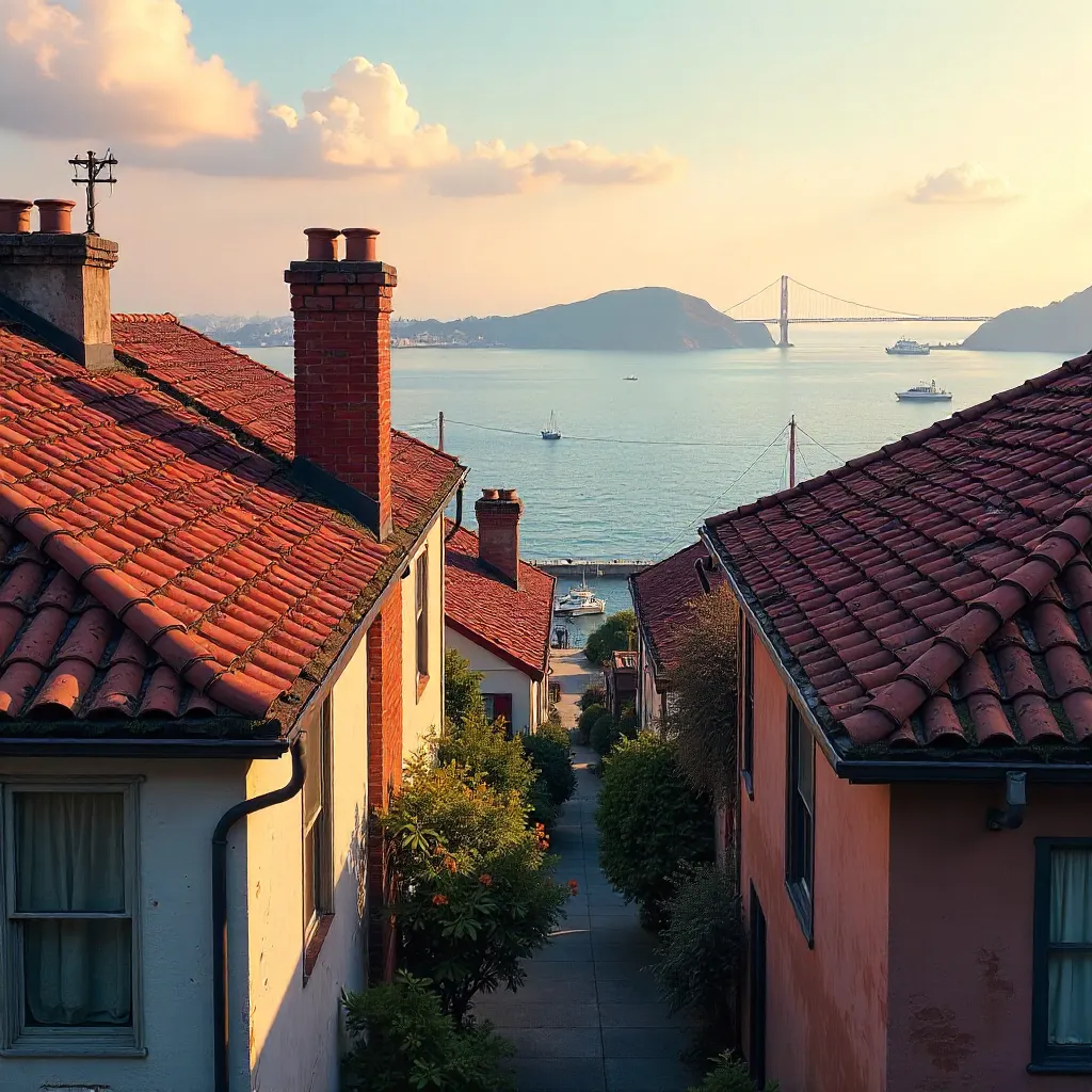 Rustic Rooftops Over San Francisco Bay