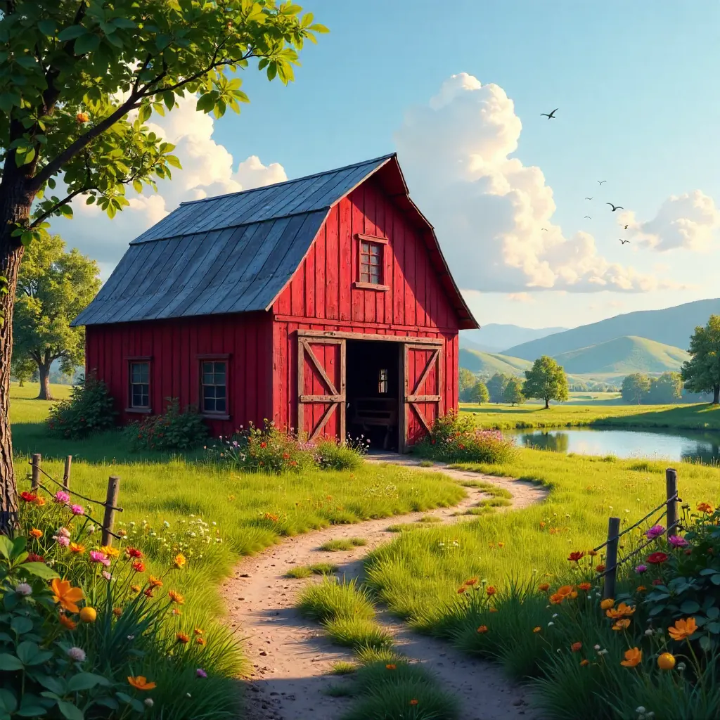 Serene Rustic Barn Amid Lush Countryside
