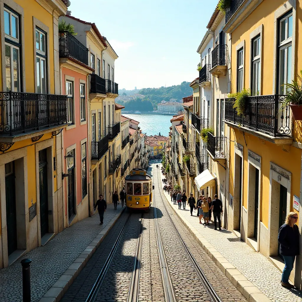 Lisbon Street View: Classic Architecture and Urban Life