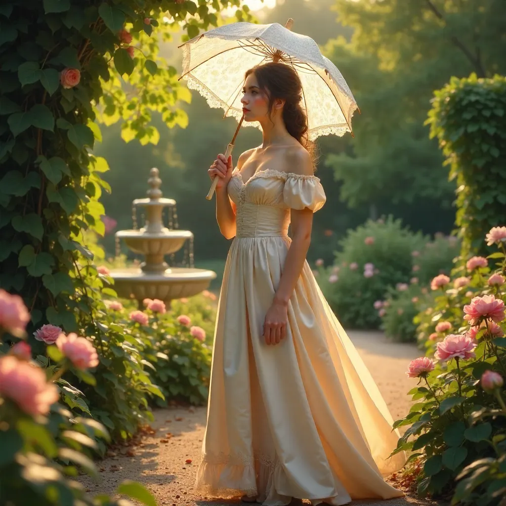 Romantic Vintage Garden Parasol Portrait