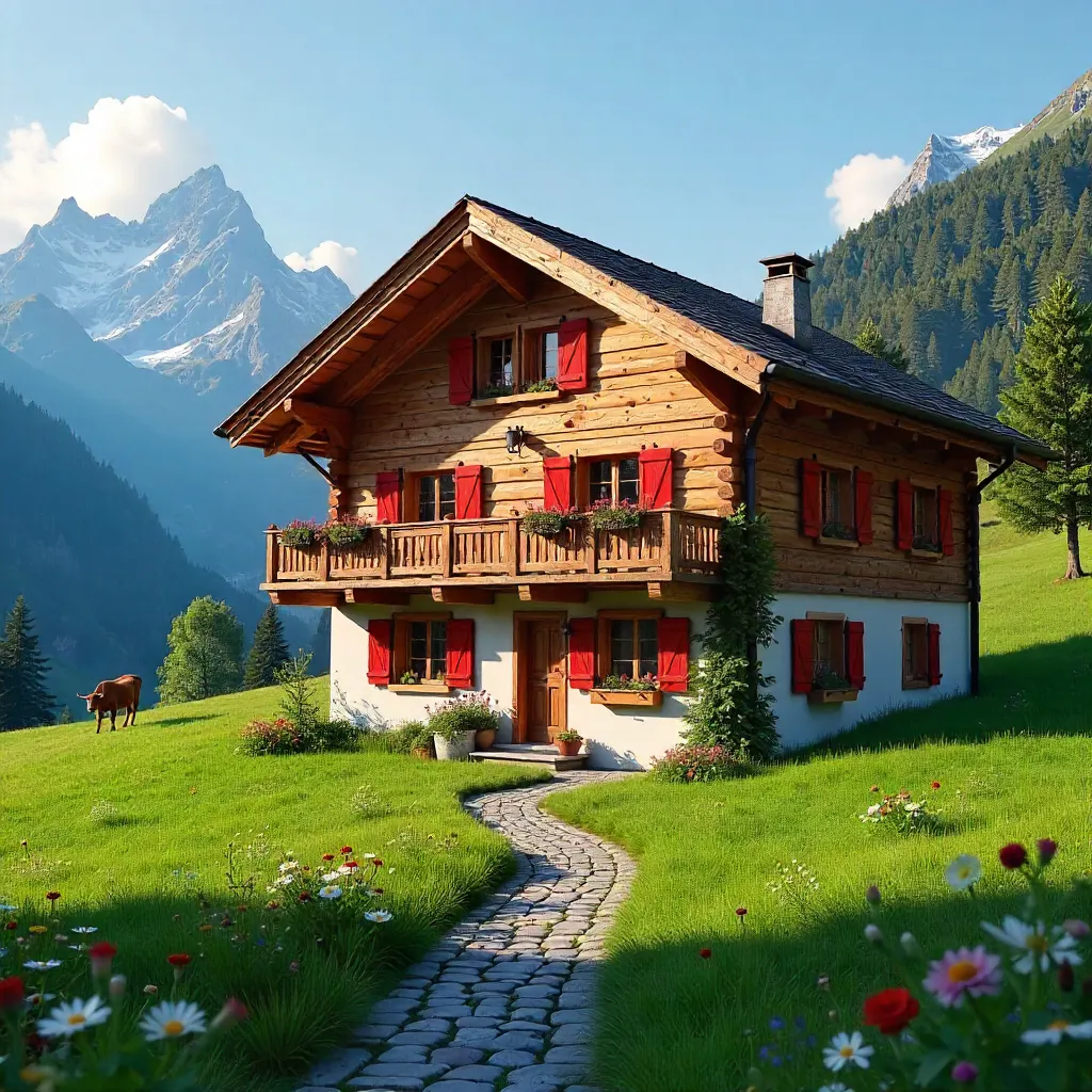 Grindelwald Chalet with Red Shutters