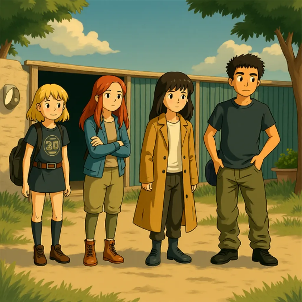 Milla Jovovich, Oded Fehr, Ali Larter, and Spencer Locke in Resident Evil: Extinction (2007) - Anime style