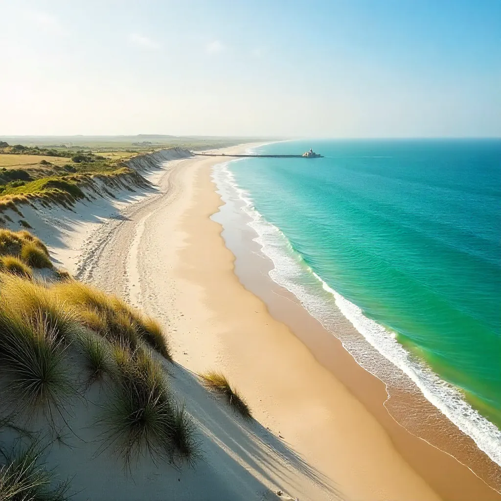 Aerial Tranquility: Brittany Beach at Dawn