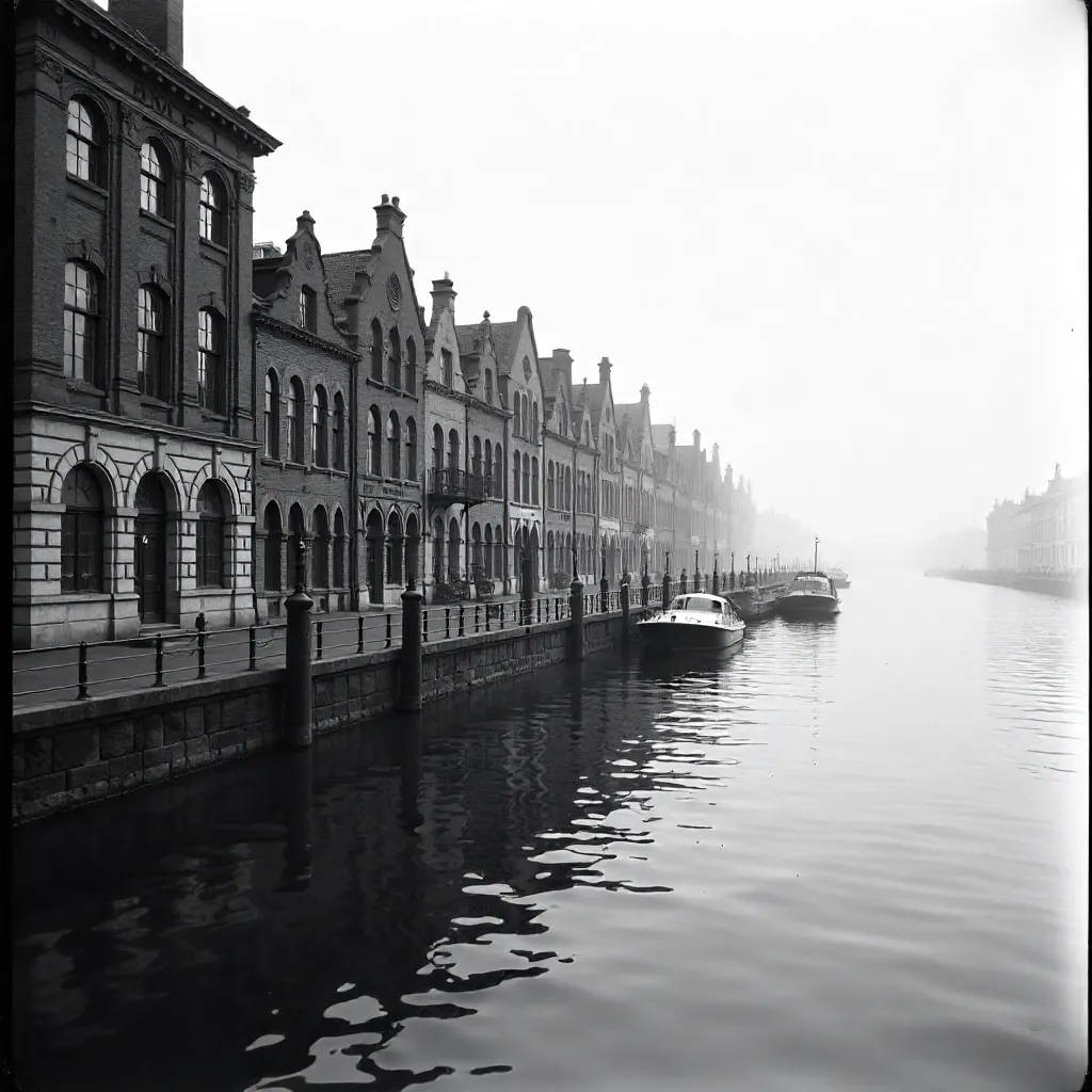 Historic Waterfront in Monochrome