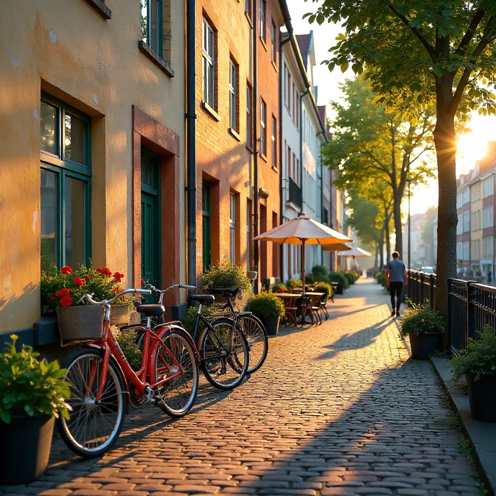 Bicycles Against Colorful Copenhagen Facades