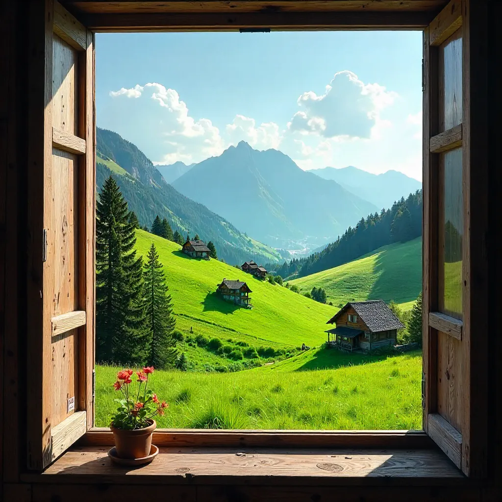 Open Window View of Slovenian Countryside
