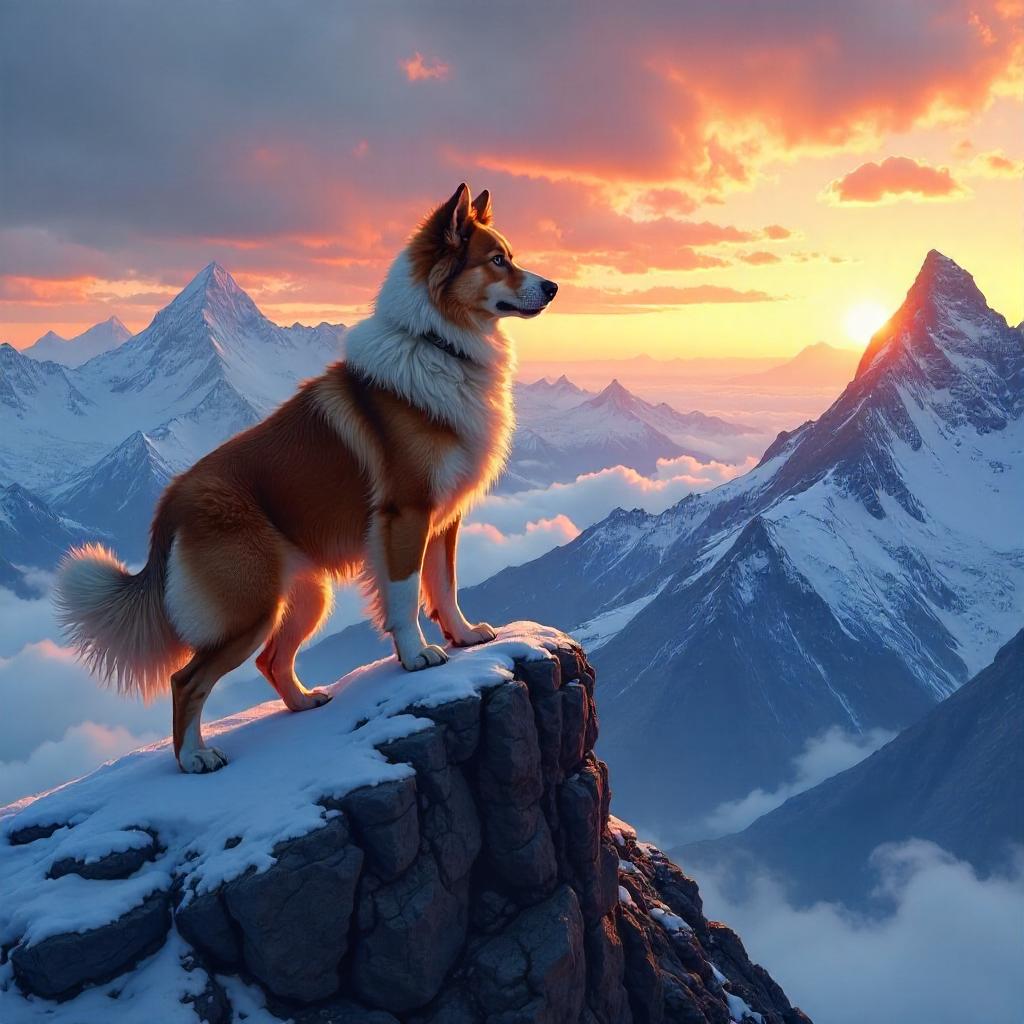 Alpine Peak Guardian - Digital Dog Art