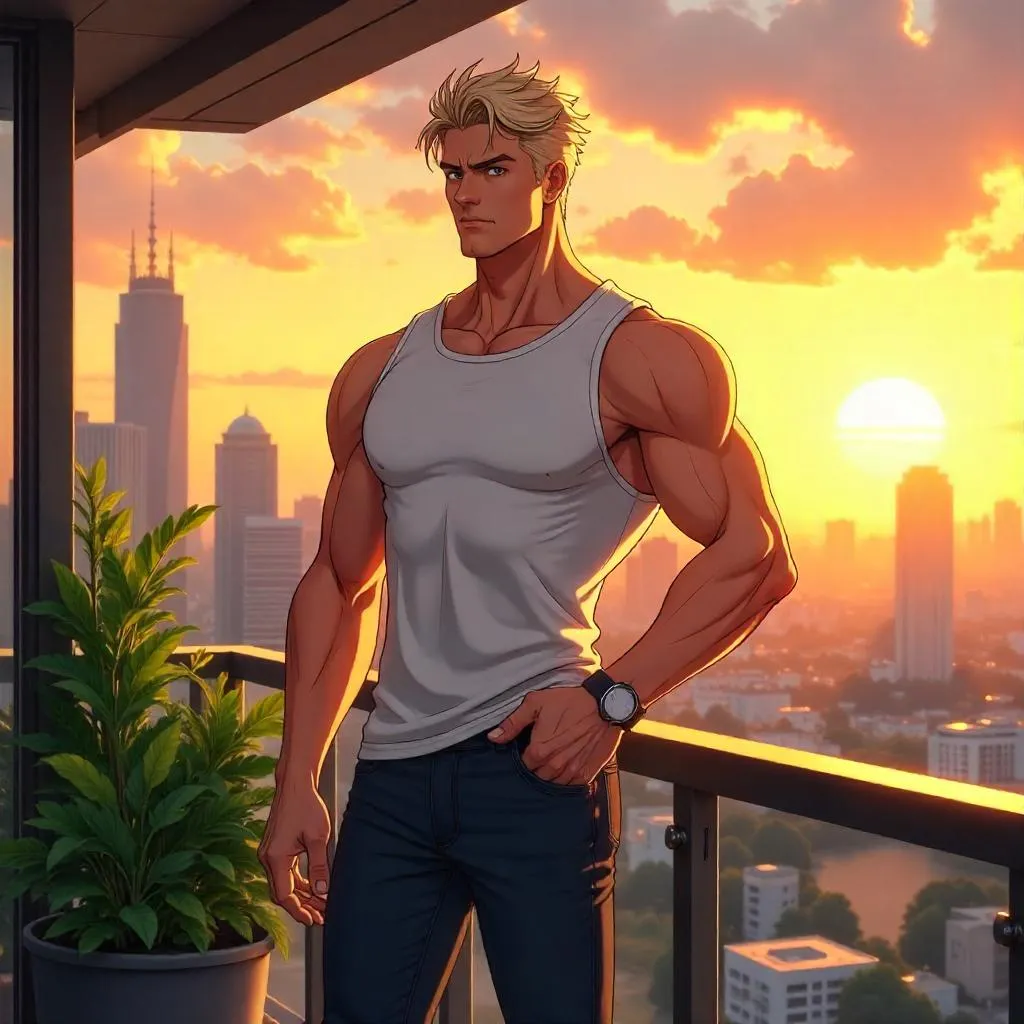 Terrace Hero: Strong White Man in Anime Style