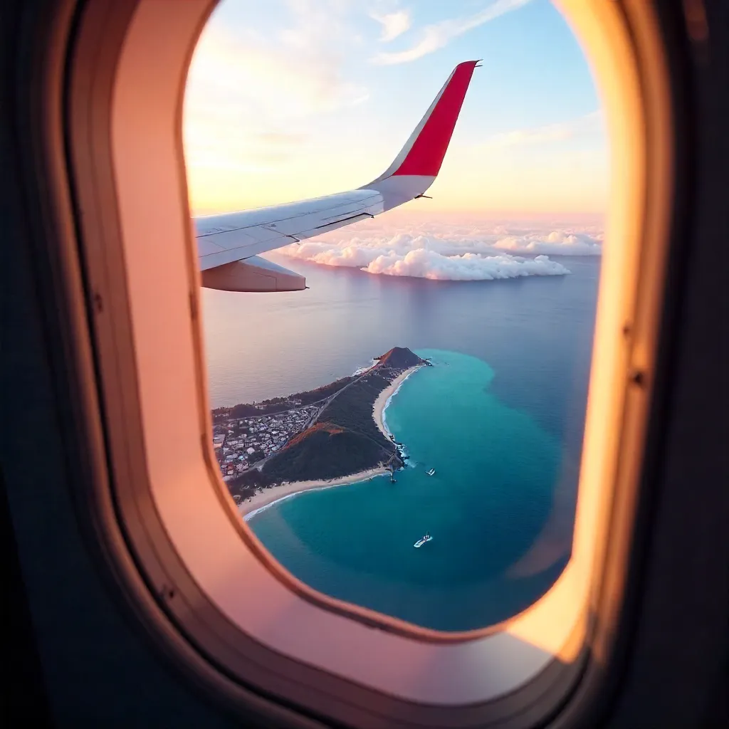 Golden Hour Wingtip View: Aerial Scenic Panorama