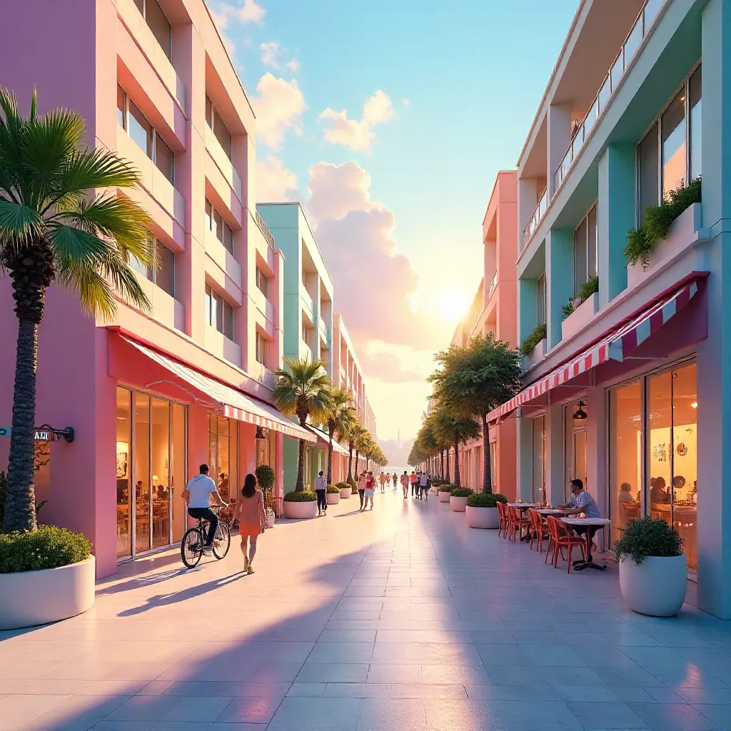 Pastel Cityscape: Modern Urban Harmony