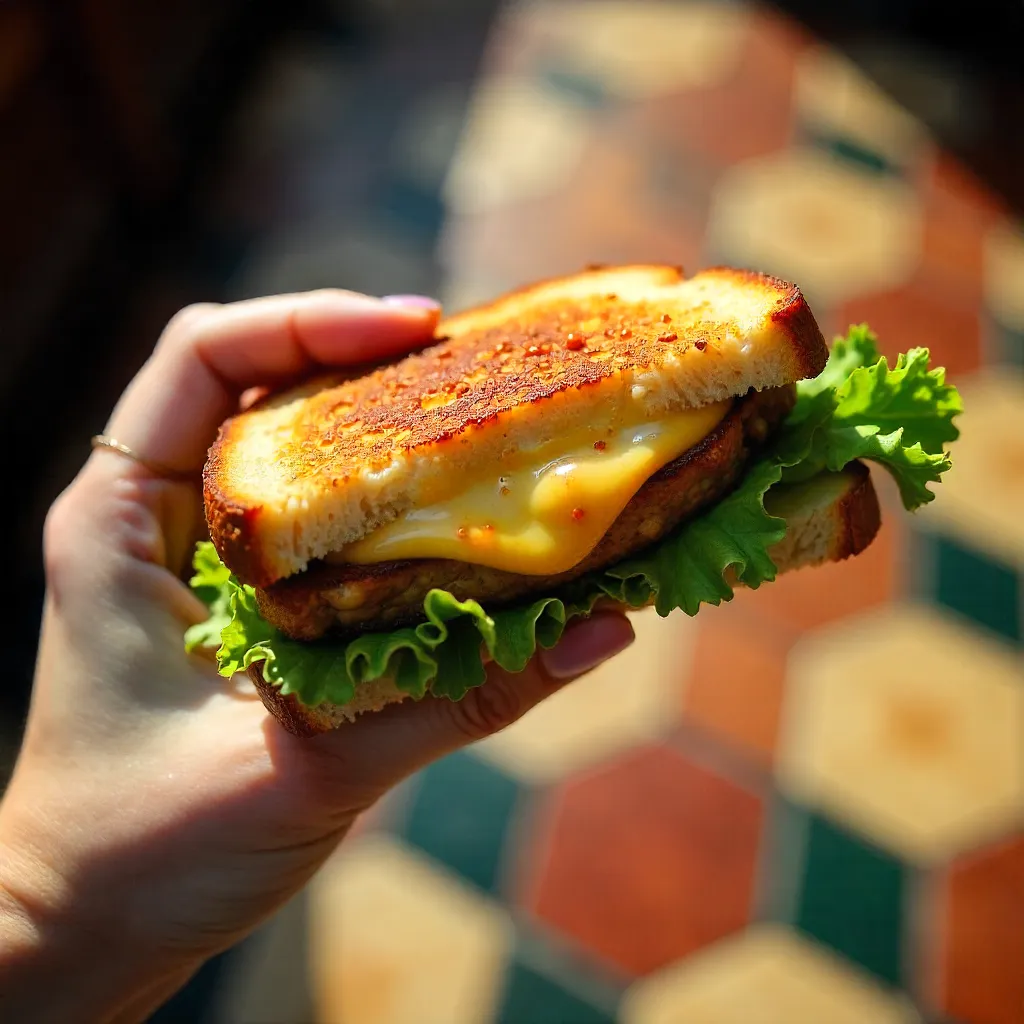 Close-Up Grilled Sandwich Held by a Woman