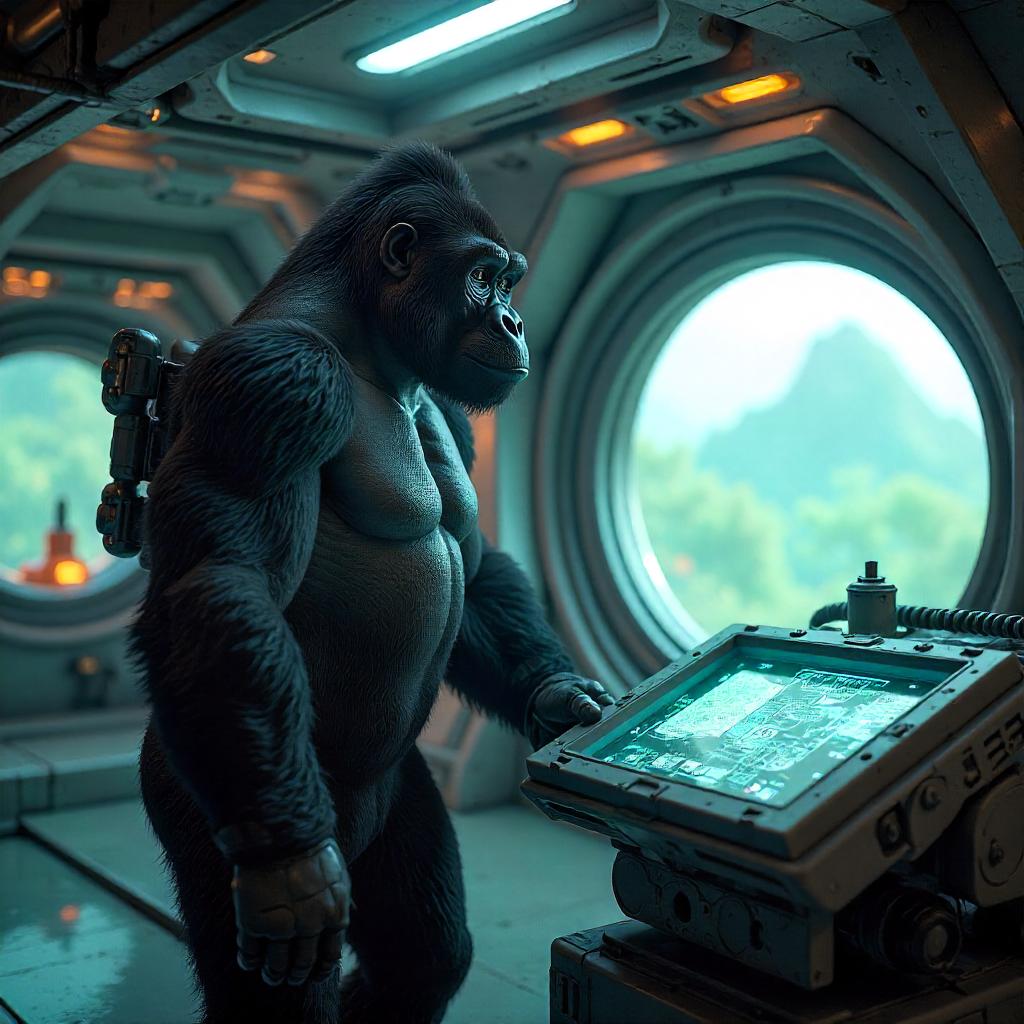 Gorilla in a Terraforming Station (3D Render)