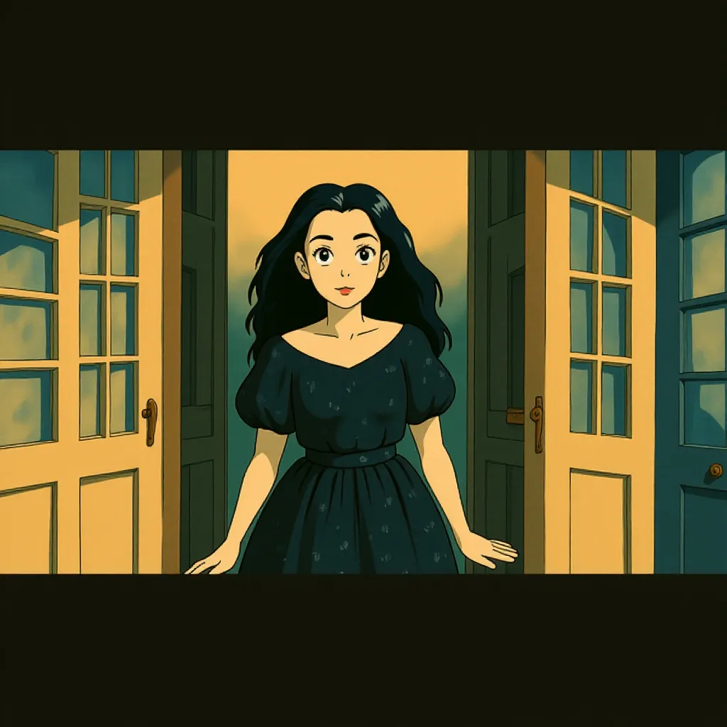 Monica Bellucci in Beetlejuice Beetlejuice (2024) - Ghibli style
