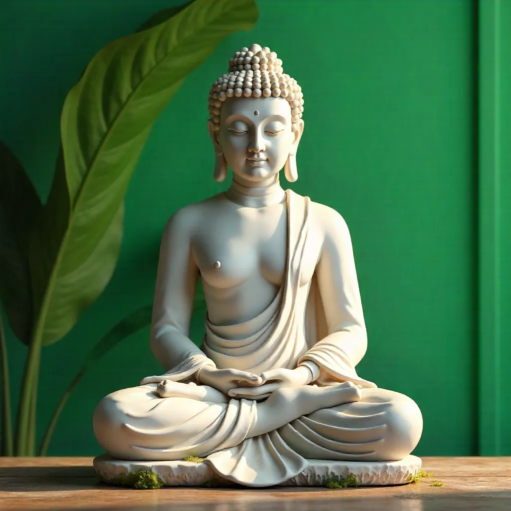 Peaceful Buddha Amid Verdant Green Backdrop