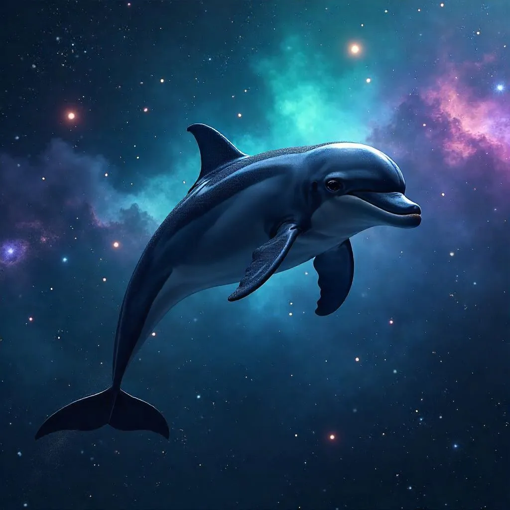 Dolphin in Space: A Photorealistic Cosmic Leap