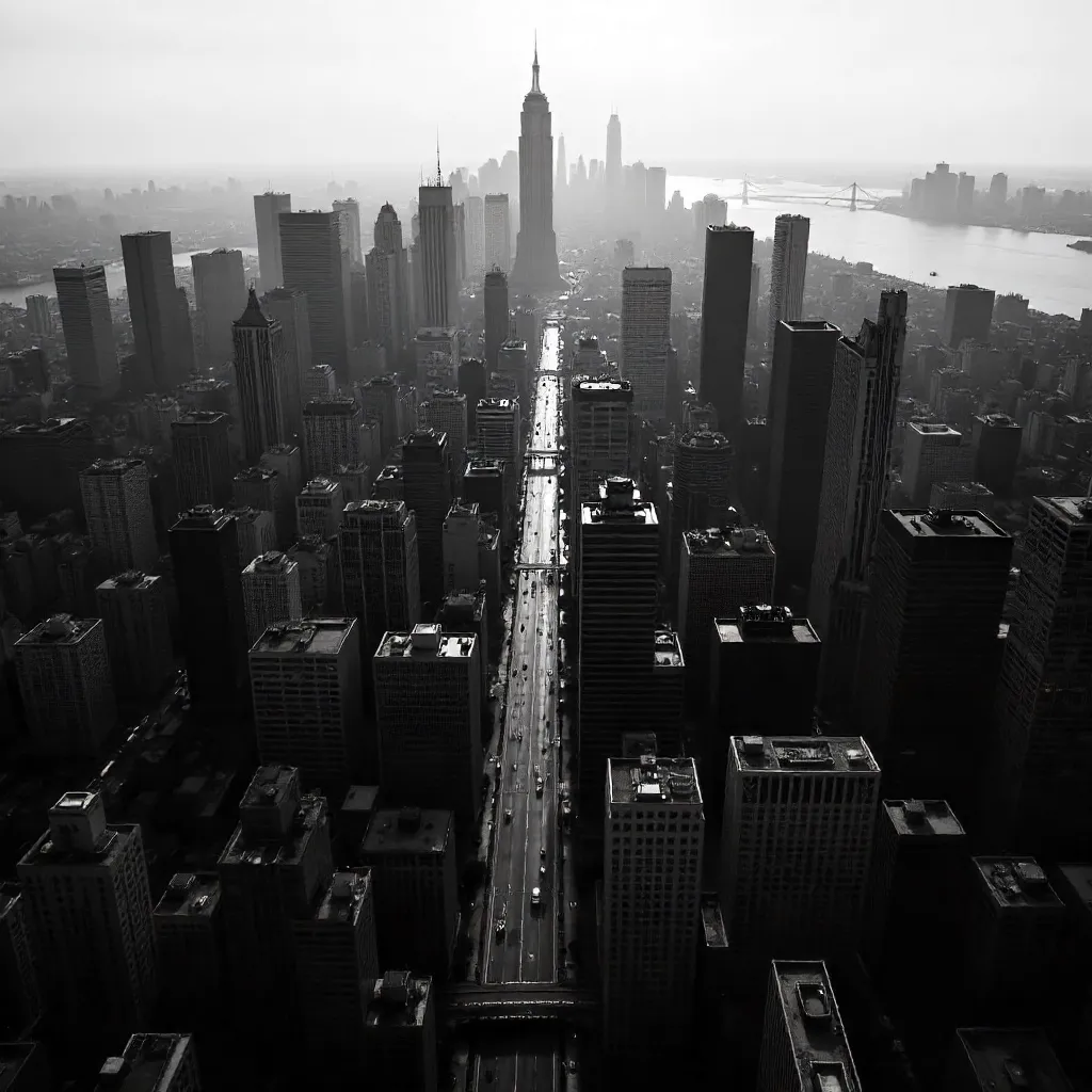 Monochrome Aerial Geometry of a Cityscape