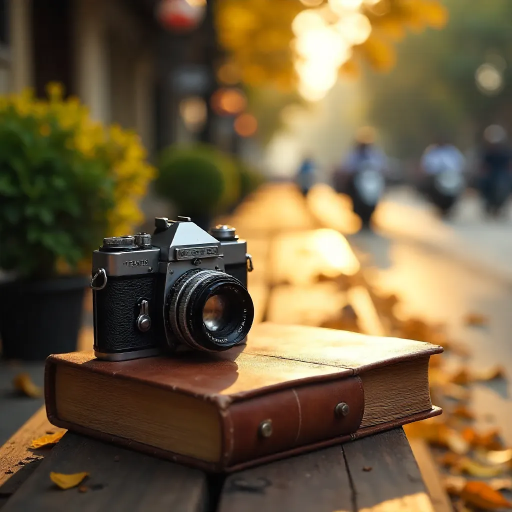 Autumn Leaves in Hanoi: Vintage Camera & Book