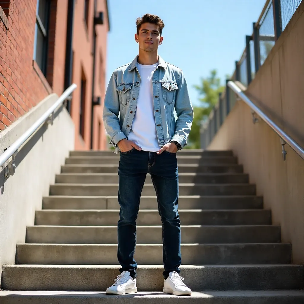 Sunlit Staircase Casual Moment