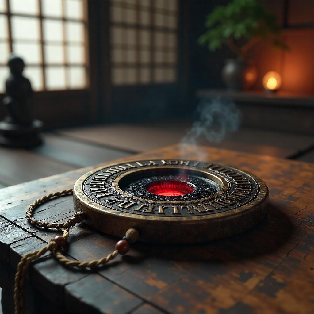 Cursed Amulet in a Zen Temple: 3D Render