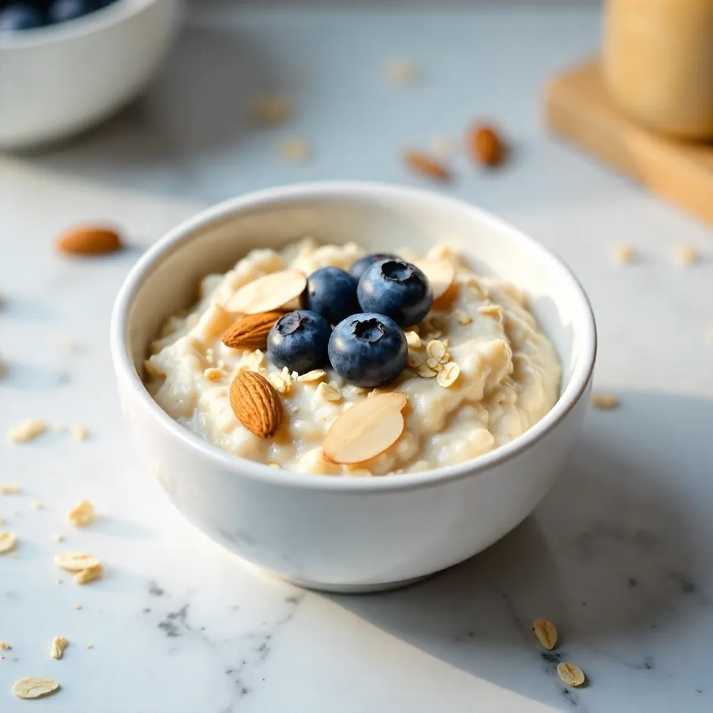 Minimalist Oatmeal Bowl with Blueberries and Almonds