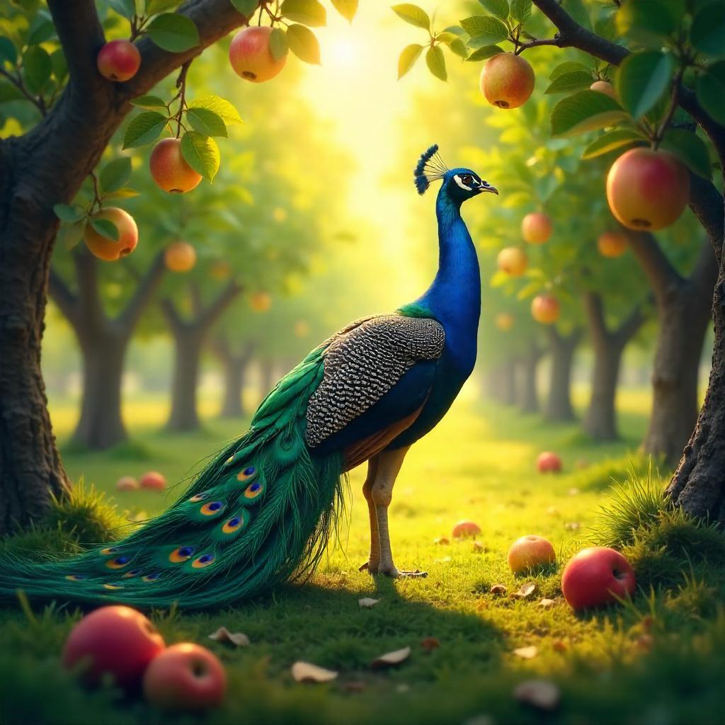 Peacock in an Orchard: Digital Art Scene