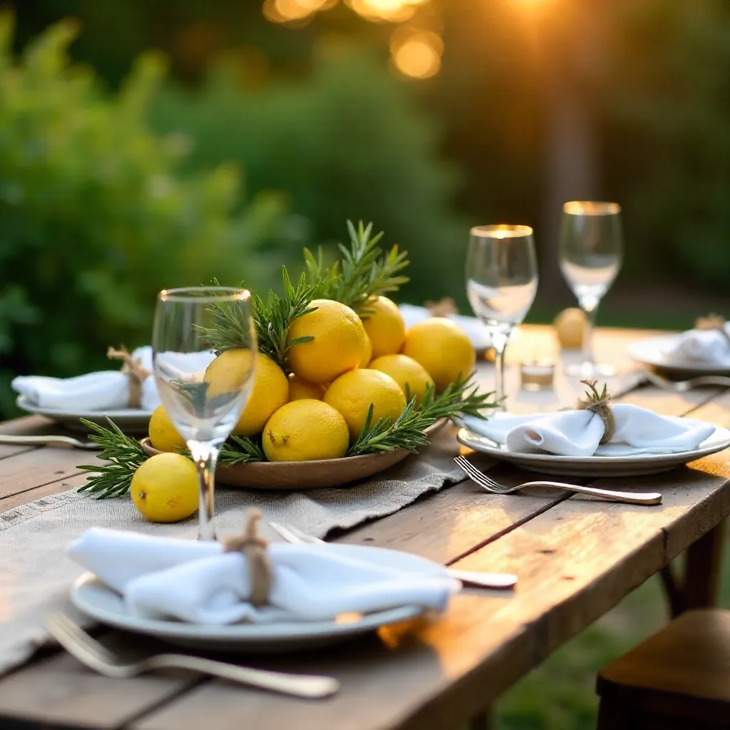 Chic Rustic Outdoor Lemon Table Setting