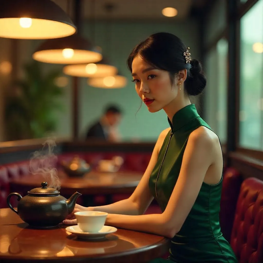 Elegant Asian Woman in a Chic Restaurant