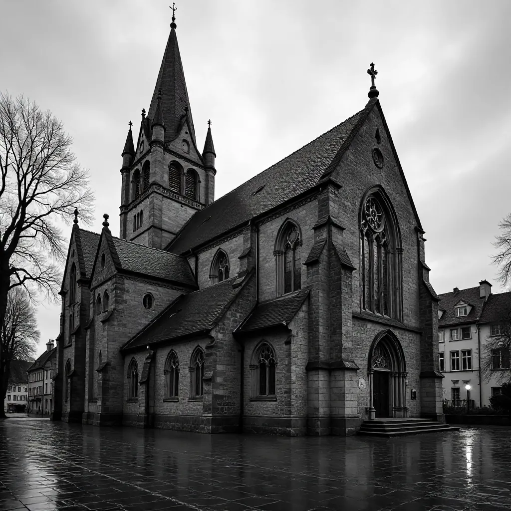 Gothic Cathedral of Paderborn in Black and White