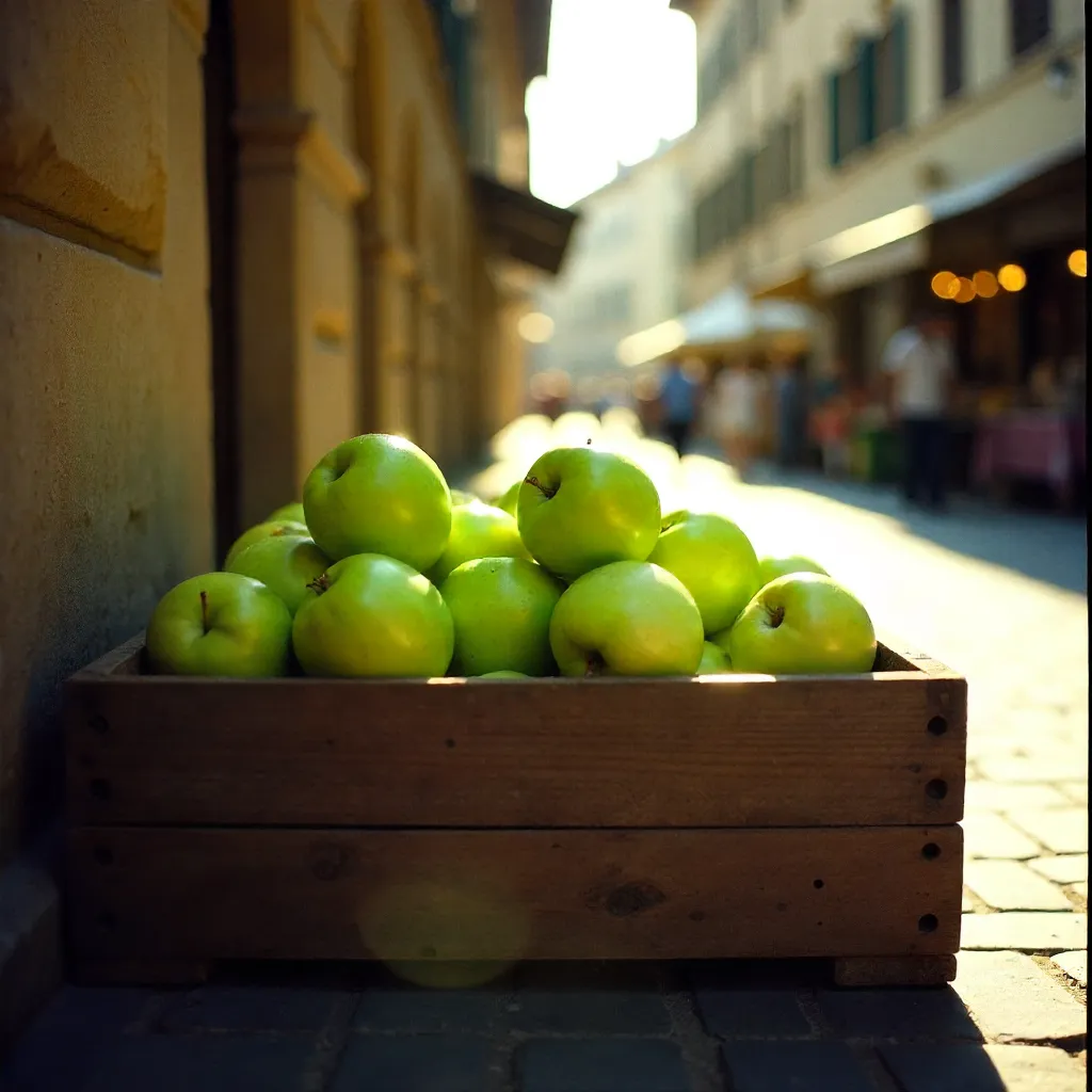 Golden Hour Apples in a Florentine Market Crate