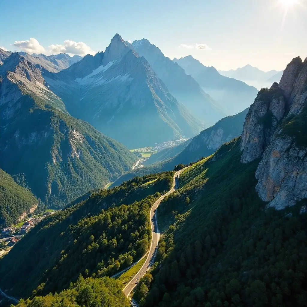 Aerial Splendor: Rugged Peaks and Winding Roads in Occitanie