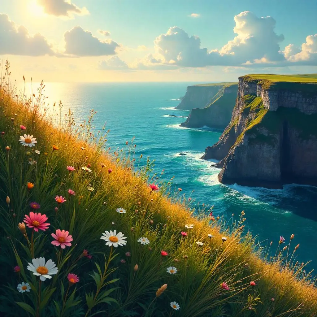 Cliffside Meadow: Digital Dawn