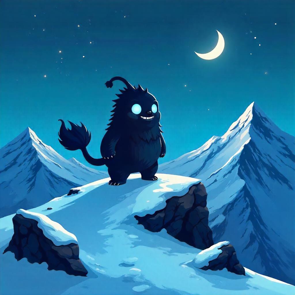 Cartoon Shadow on the Snowy Summit