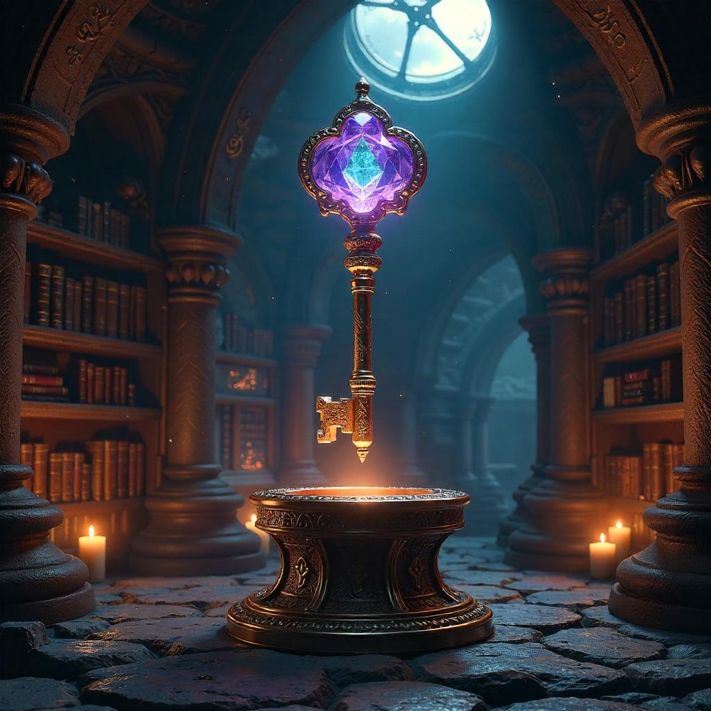 Dimensional Key in a Wizard Tower - 3D Render