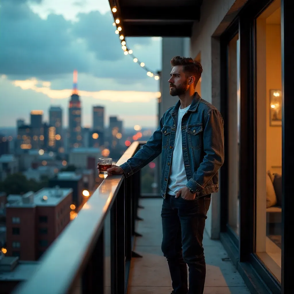 Casual Moment on a Modern Industrial Balcony