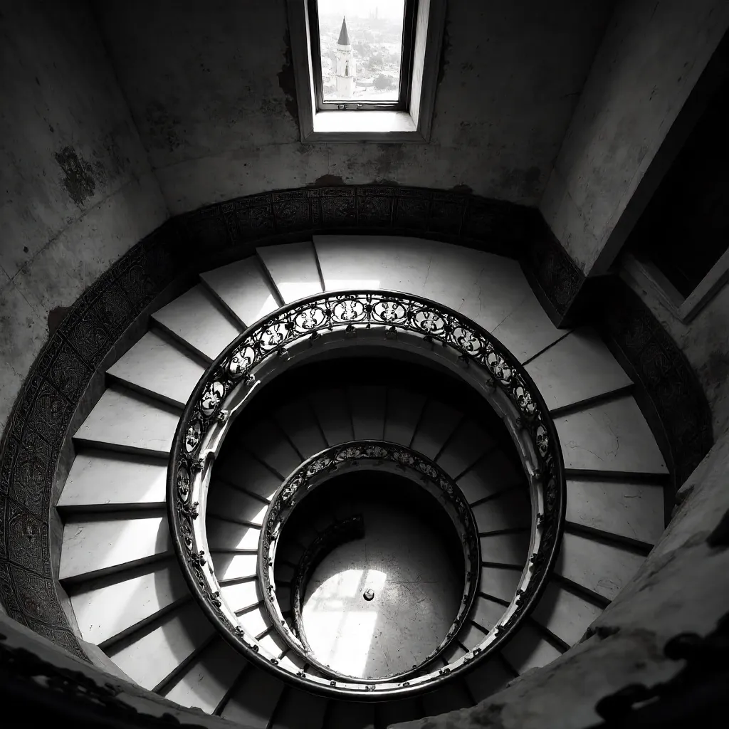 Monochrome Spiral Staircase Over Istanbul