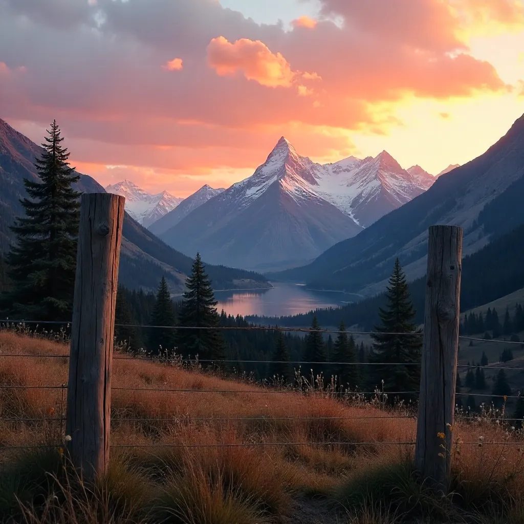 Peeking Past the Fence: A Mountain Sunset Retreat