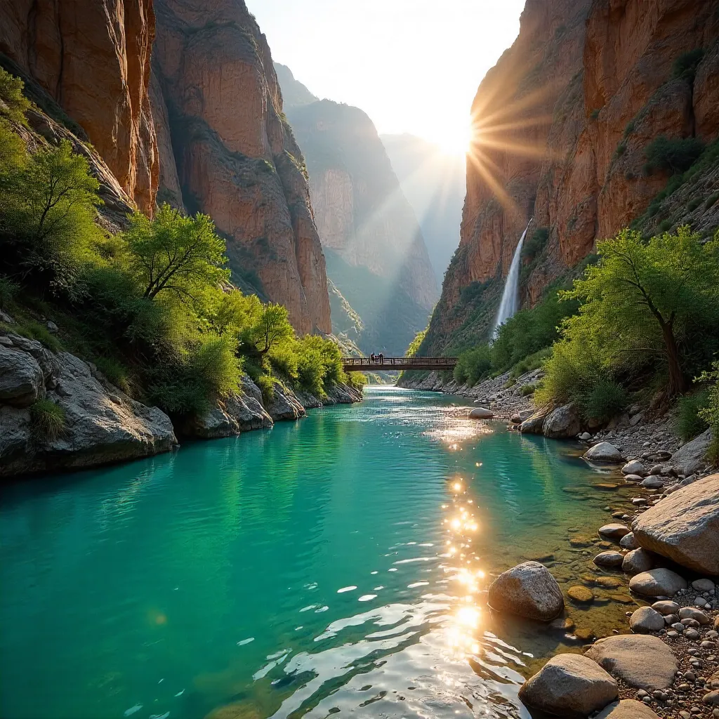 Sunlit Turquoise Waters in Sapadere Canyon