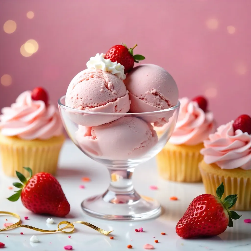 Festive Artisanal Strawberry Ice Cream & Cupcake Spread