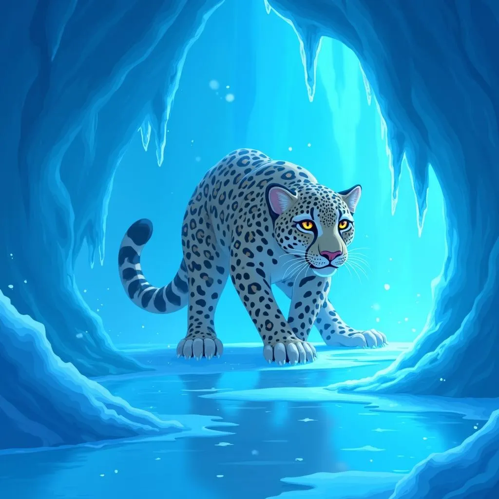Leopard in an Ice Cave — Anime Style Encounter
