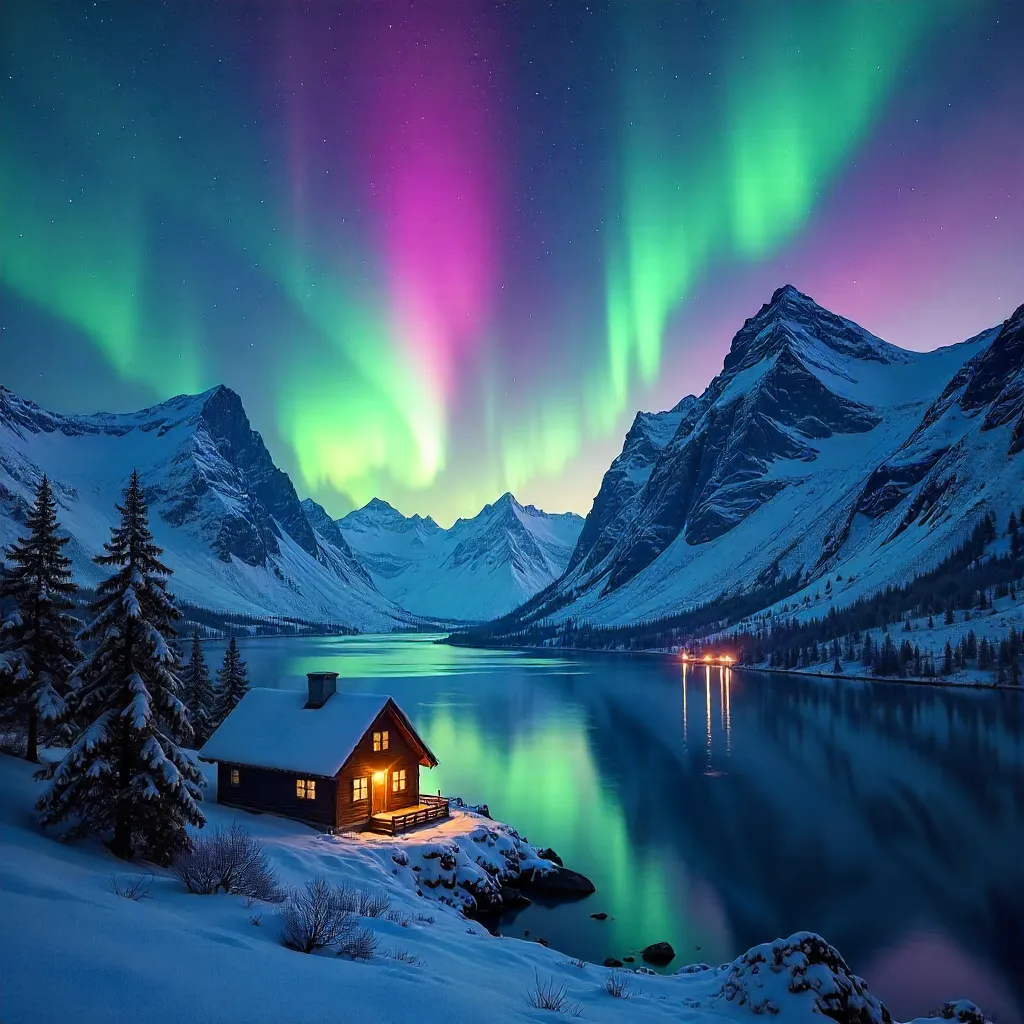 Aurora Dance Over Norwegian Mountains