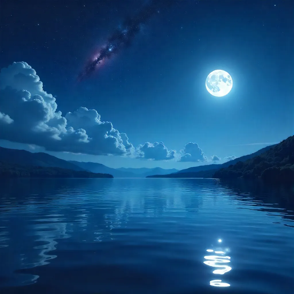 Moonlit Cumulus Clouds with Galaxy and Moon